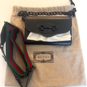 Gucci Horsebit 1955 Curved Flap Shoulder Bag Leather!